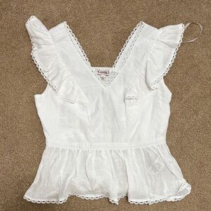 Nanette Lepore White Ruffle Sleeve Blouse